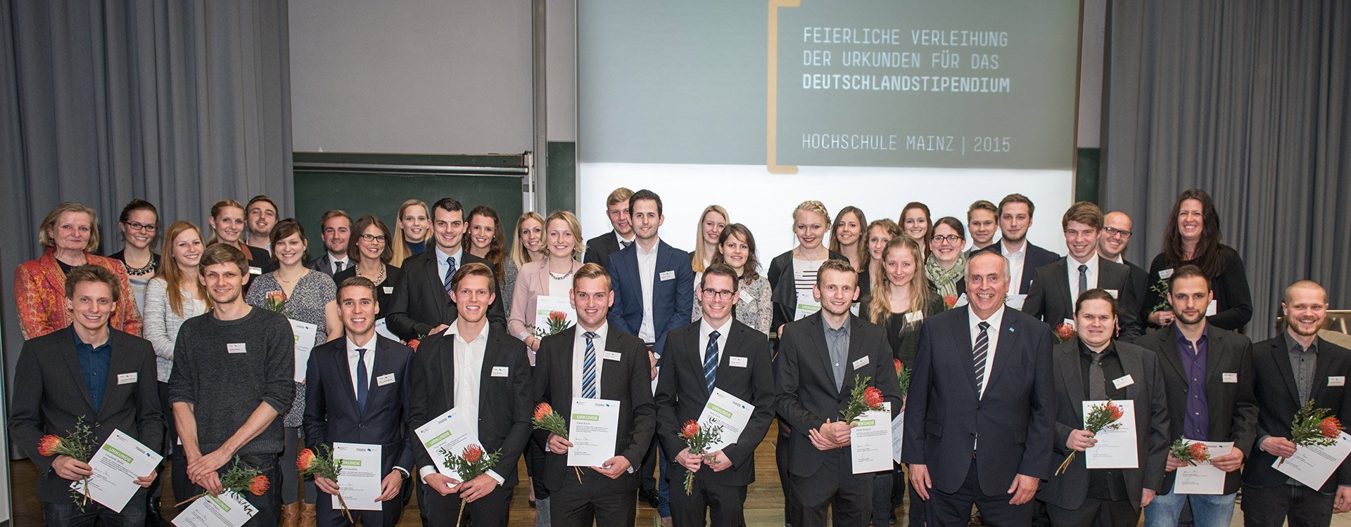 The 2016 recipients of the Deutschlandstipendium at Mainz University of Applied Sciences 