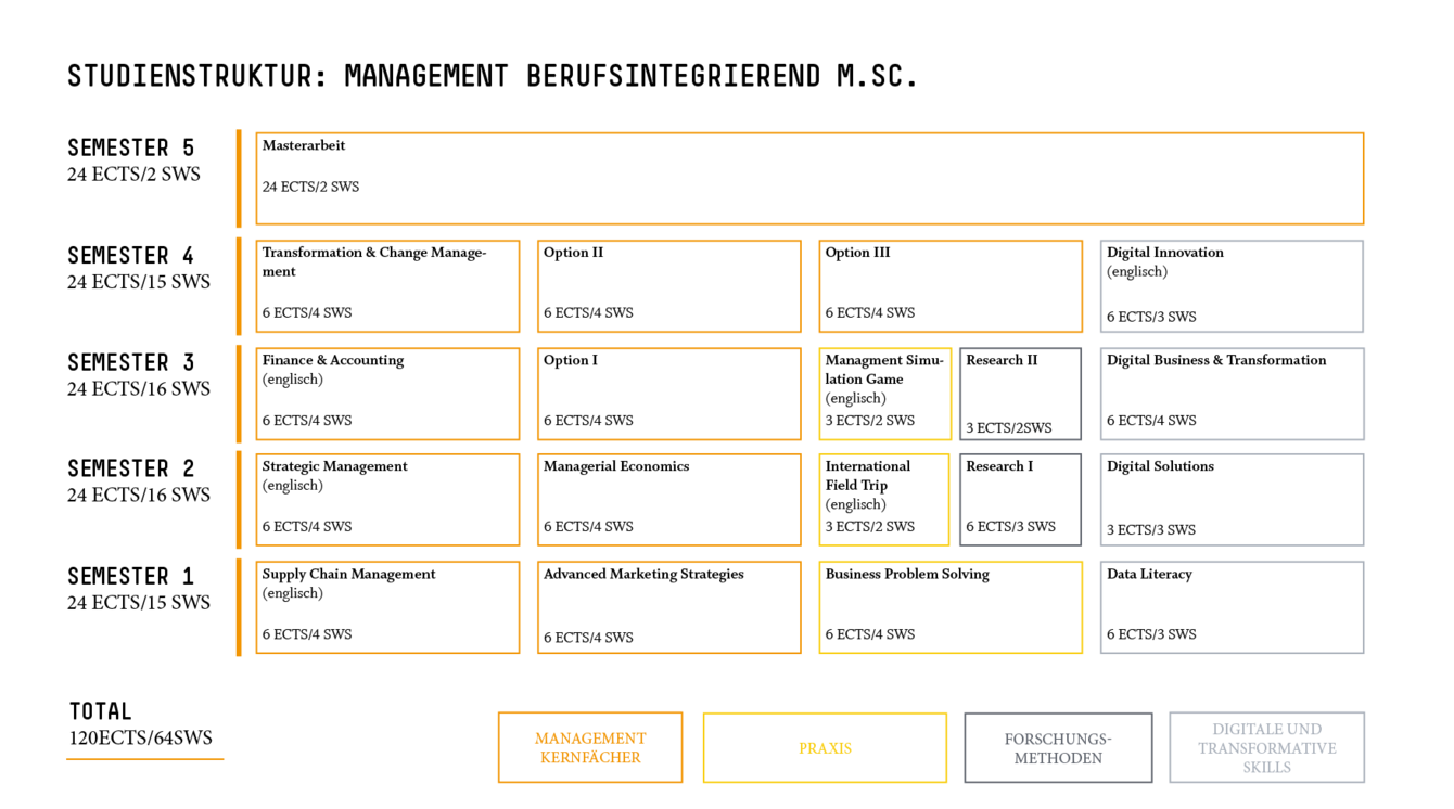Studienstruktur Management berufsintegrierend M.Sc.